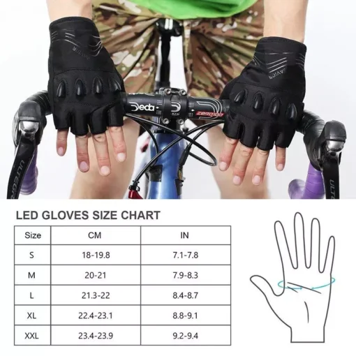 LED Flashlight Breathable Half-Finger Fishing & Cycling Gloves - Image 5