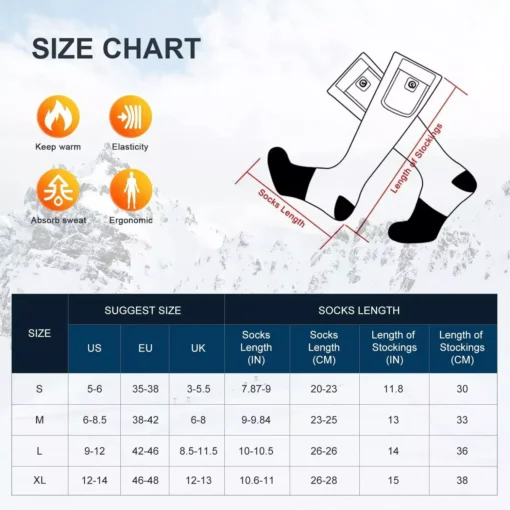 Rechargeable Thermal Ski Socks with 3-Zone Heating - Image 6