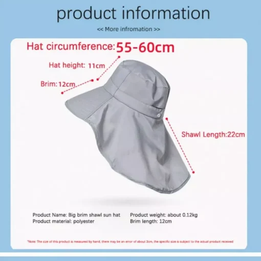 Adjustable Sun Protection Bucket Hat with Shawl for Outdoor Activities - Image 8