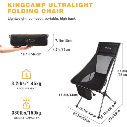 2 Pack Lightweight High Back Camping Chair - Image 3