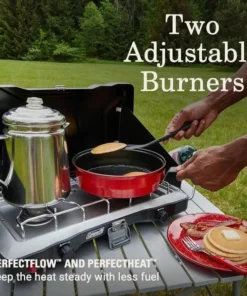 2-Burner Propane Camping Stove with Push-Button Ignition