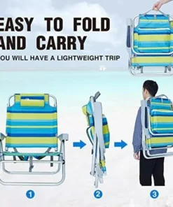 Adjustable 5-Position Lightweight Folding Beach Chair with Towel Bar