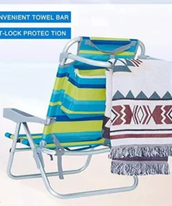 Adjustable 5-Position Lightweight Folding Beach Chair with Towel Bar