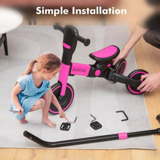 4-in-1 Foldable Toddler Tricycle with Push Handle - Image 5