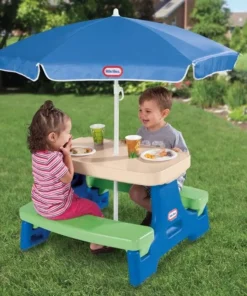 Kid-Friendly Picnic Table with UV Protection Umbrella