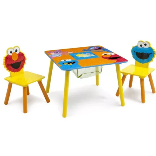 Kids’ Wooden Study Table and Chairs Set with Storage - Image 3