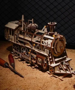 Clockwork Wooden Locomotive Model Kit