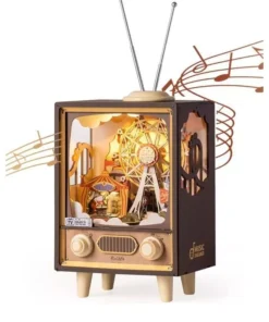 3D Wooden Sunset Carnival Music Box with Light