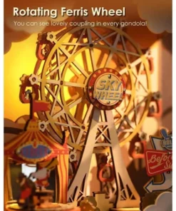 3D Wooden Sunset Carnival Music Box with Light