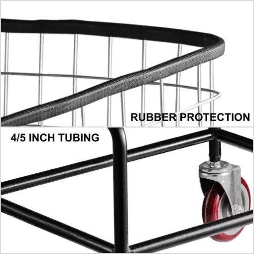 Rolling Laundry Cart 2.5 Bushel – Durable Steel Wire Basket with Wheels