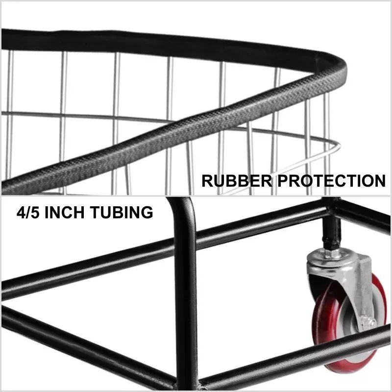 Rolling Laundry Cart 2.5 Bushel – Durable Steel Wire Basket with Wheels
