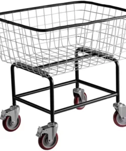 Rolling Laundry Cart 2.5 Bushel – Durable Steel Wire Basket with Wheels