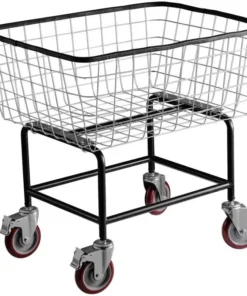 Rolling Laundry Cart 2.5 Bushel – Durable Steel Wire Basket with Wheels