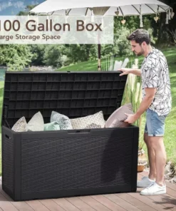 Outdoor All-Weather 100 Gallon Resin Deck Box