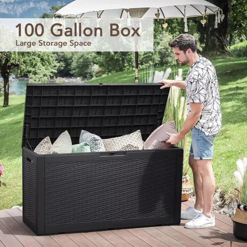 Outdoor All-Weather 100 Gallon Resin Deck Box