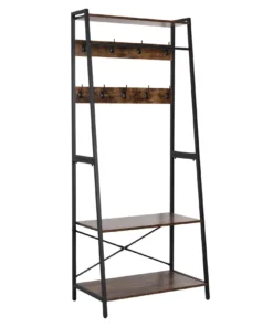 Chic Heavy-Duty Metal Clothes Rack with Shelves and Hooks