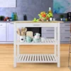 40″ Natural & White Solid Wood Kitchen Island with Storage and Towel Rack