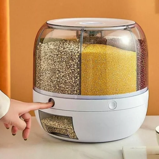 6-Grid Rotating Rice and Dry Food Dispenser