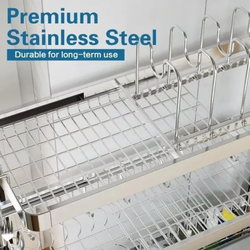 Adjustable 3-Tier Stainless Steel Over The Sink Dish Drying Rack - Image 4