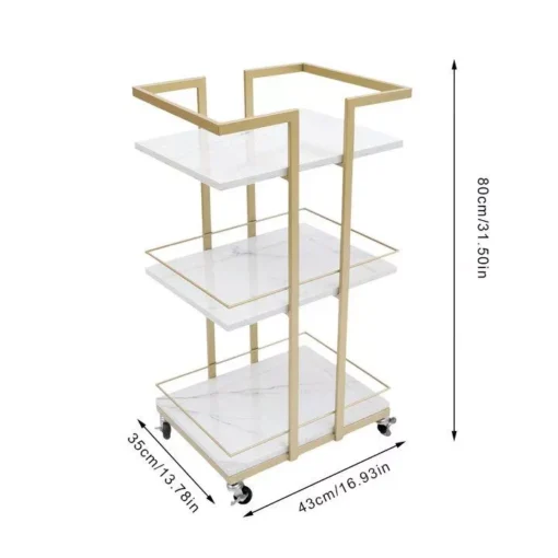 3-Tier Metal Rolling Cart - Image 3