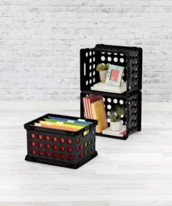 Black Plastic File Crates for Storage & Organization