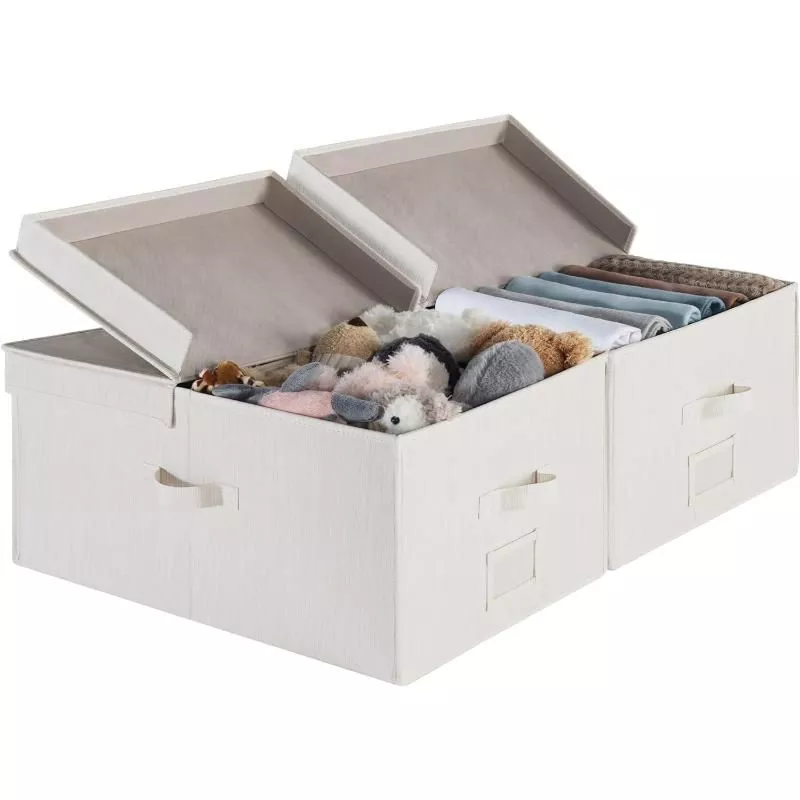 55L Large Storage Bin with Double-Open Lid & Divider