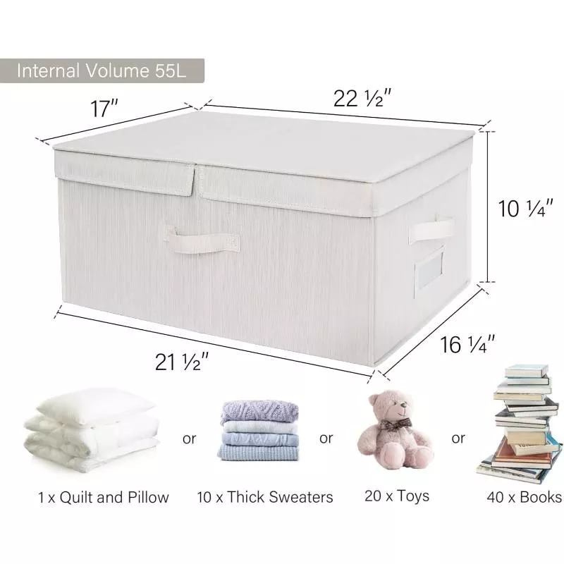 55L Large Storage Bin with Double-Open Lid & Divider