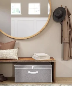 55L Large Storage Bin with Double-Open Lid & Divider