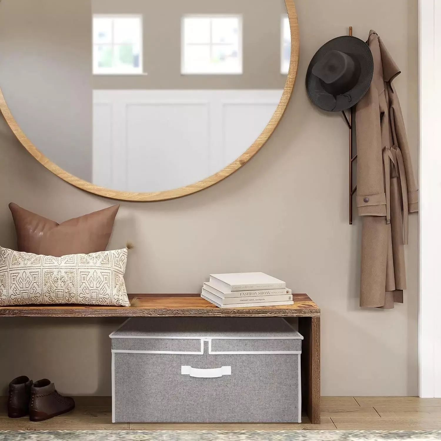 55L Large Storage Bin with Double-Open Lid & Divider