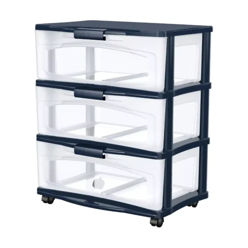 3-Drawer Wide Storage Cart with Wheels - Image 3