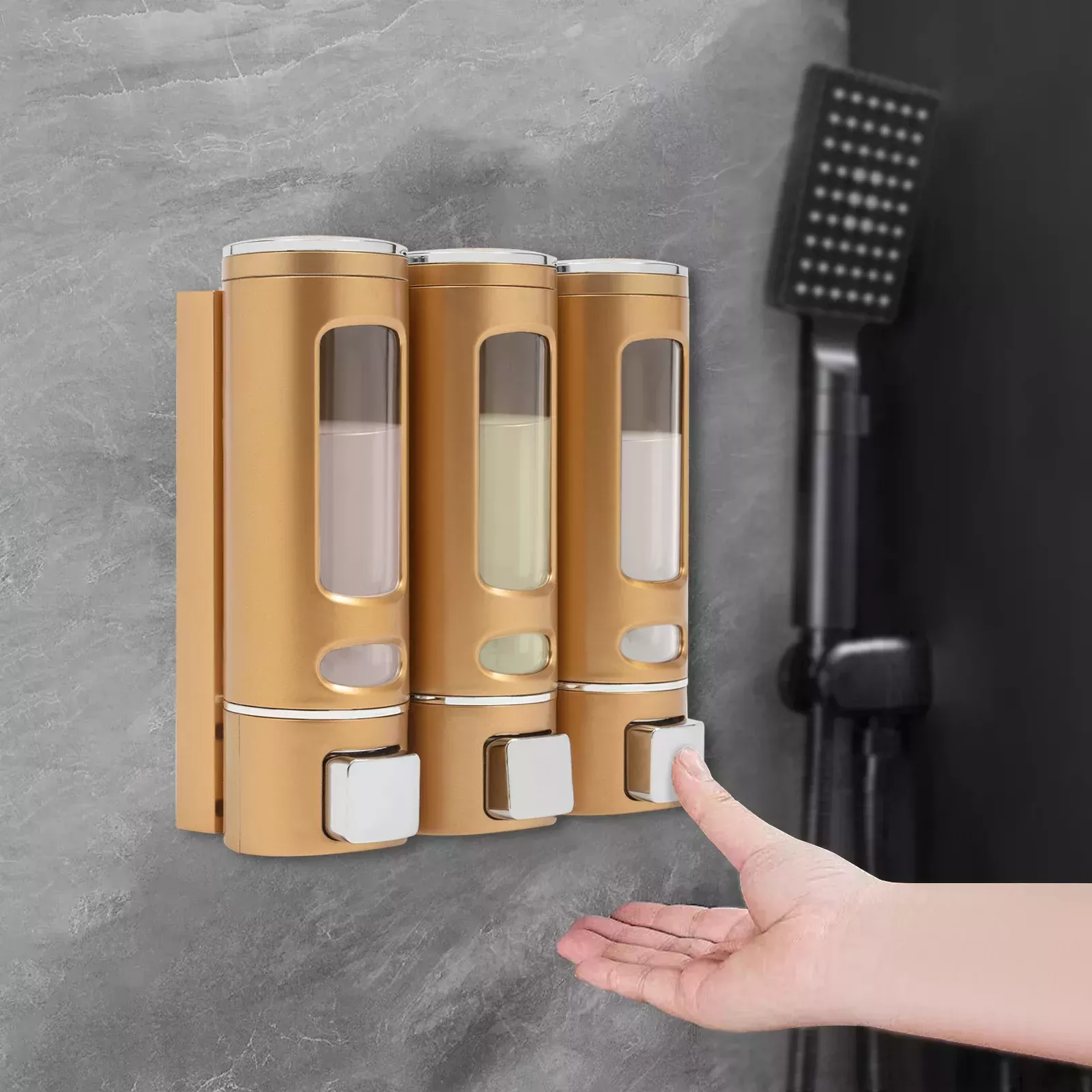 Elegant 3-in-1 Wall-Mounted Soap and Shampoo Dispenser