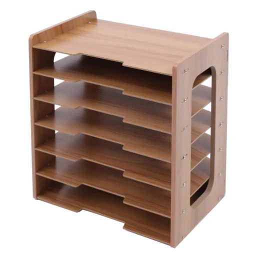 Wood Office Paper Organizer – 7Tier Widen Desktop File Holder - Image 5