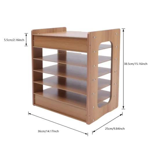Wood Office Paper Organizer – 7Tier Widen Desktop File Holder - Image 7
