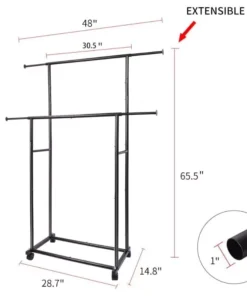 Simple Standard 2 Double Rod Clothing Metal Garment Rack