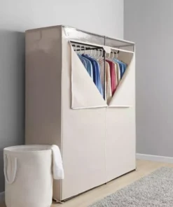 Extra Wide Single Tier Steel Tube & Fabric Clothes Closet