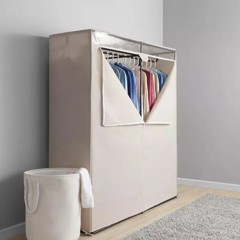 Extra Wide Single Tier Steel Tube & Fabric Clothes Closet