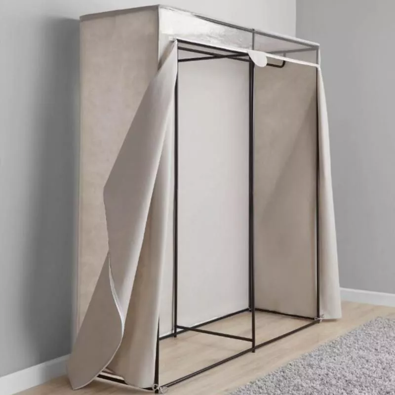 Extra Wide Single Tier Steel Tube & Fabric Clothes Closet