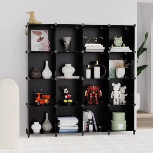 Cube Storage Organizer 16-Cube Bookshelf with Metal Hammer - Image 9