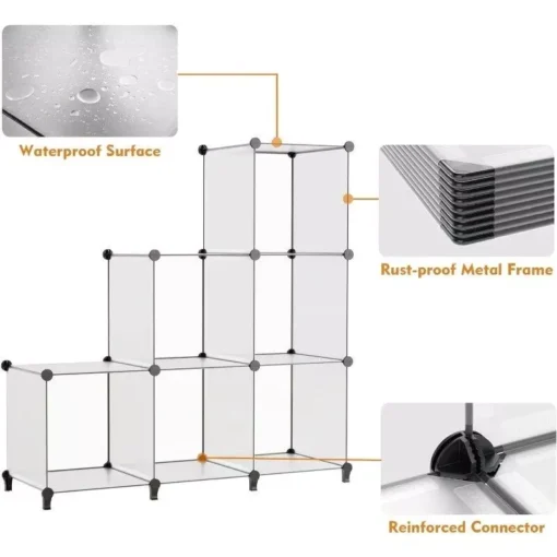 Cube Storage Organizer 16-Cube Bookshelf with Metal Hammer - Image 3
