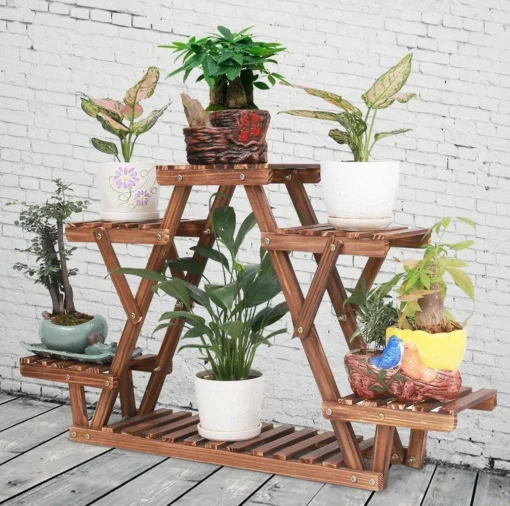6 Tiered Wood Plant Stand - Image 6