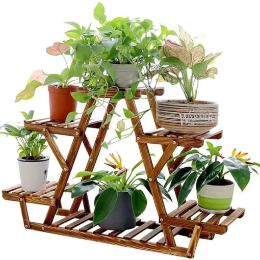6 Tiered Wood Plant Stand - Image 4