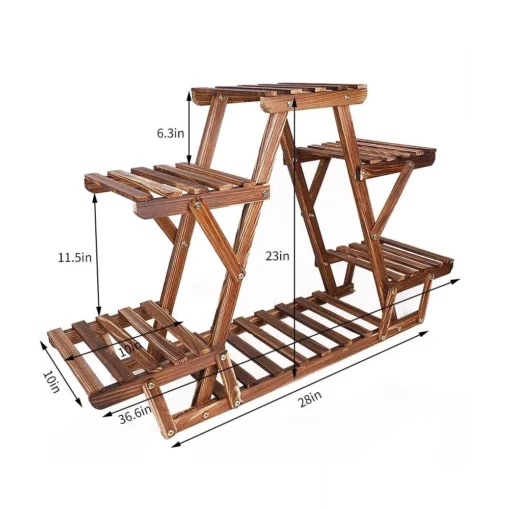 6 Tiered Wood Plant Stand - Image 3