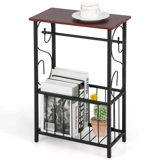 Modern Narrow Side Sofa Table with Removable Paper Holder - Image 7