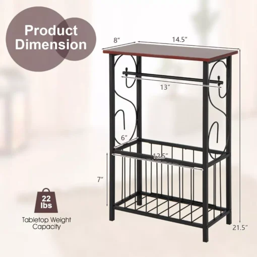 Modern Narrow Side Sofa Table with Removable Paper Holder - Image 3