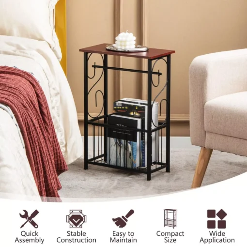 Modern Narrow Side Sofa Table with Removable Paper Holder - Image 4