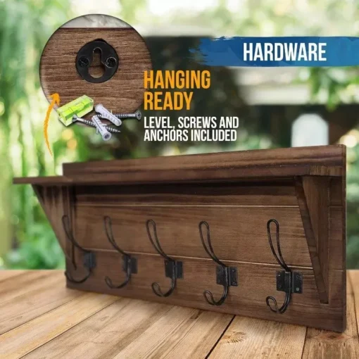 24″ Wall Mounted Coat Rack Shelf - Image 4