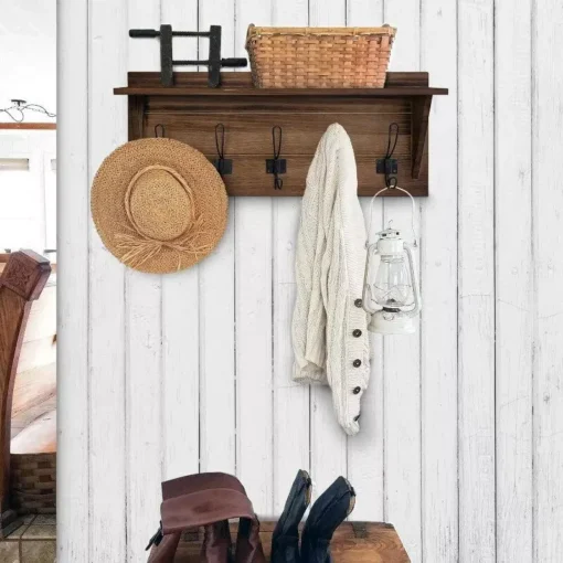 24″ Wall Mounted Coat Rack Shelf - Image 5