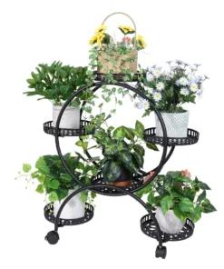 Multi-Layer Metal Plant Stand with Wheels
