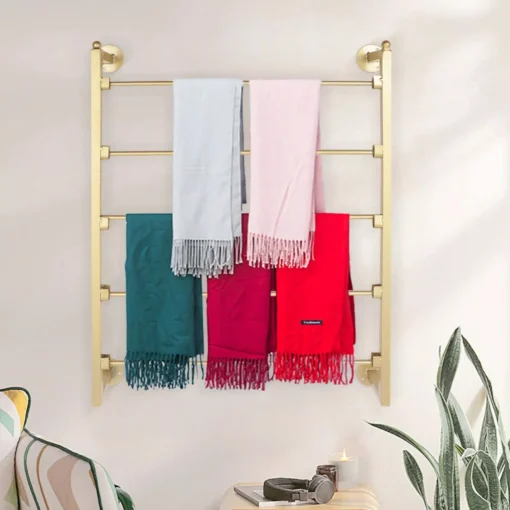 Gold 5-Tier Wall Mounted Scarf & Accessory Organizer Rack - Image 5