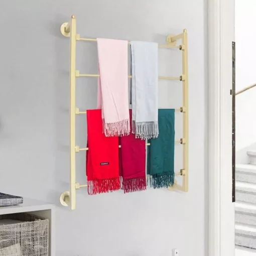 Gold 5-Tier Wall Mounted Scarf & Accessory Organizer Rack - Image 3